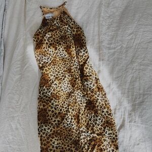 NWOT Maggy London Silk Cheetah Leopard Print Midi Dress 4